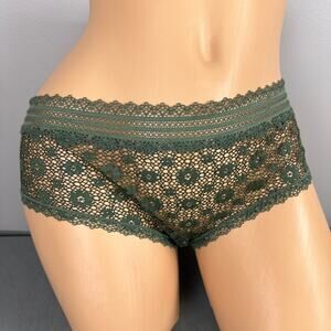 Victoria's Secret Hiphugger Panty Panties Size Large Green Lace Sheer Sexy